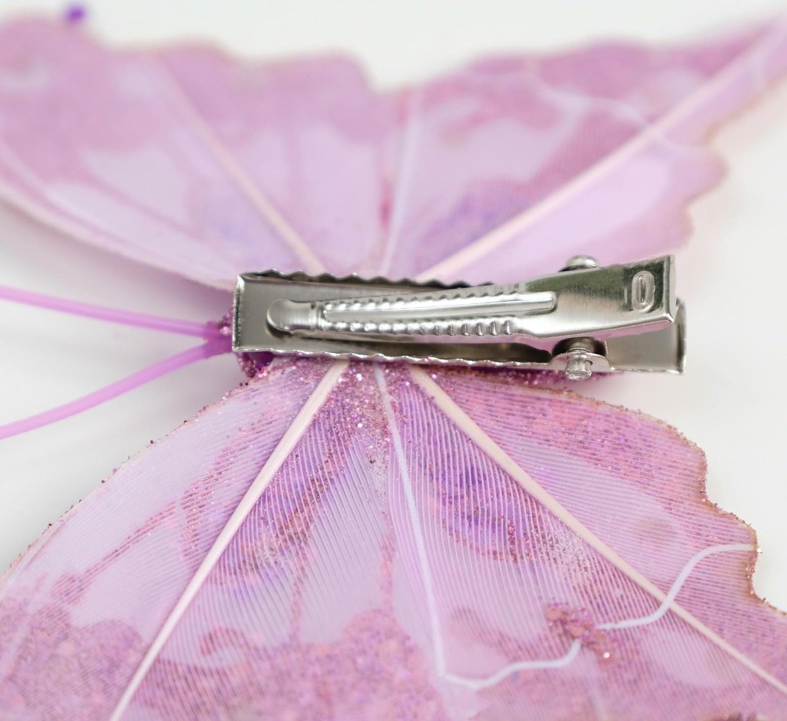 Бабочки для декора и флористики, на прищепке, пластиковые, фиолетовые, микс, 5 см и 8 см