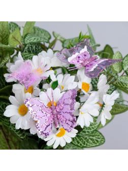 Бабочки для декора и флористики, на прищепке, пластиковые, фиолетовые, микс, 5 см и 8 см