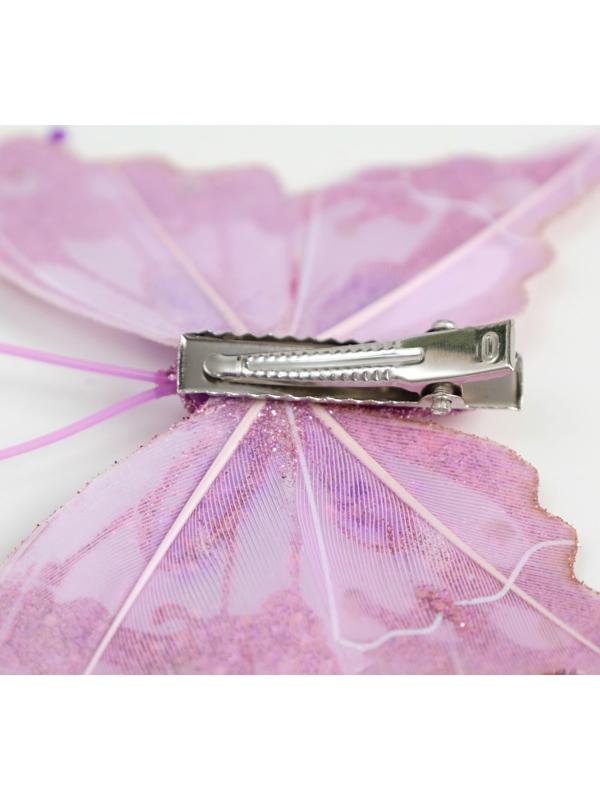 Бабочки для декора и флористики, на прищепке, пластиковые, фиолетовые, микс, 5 см и 8 см