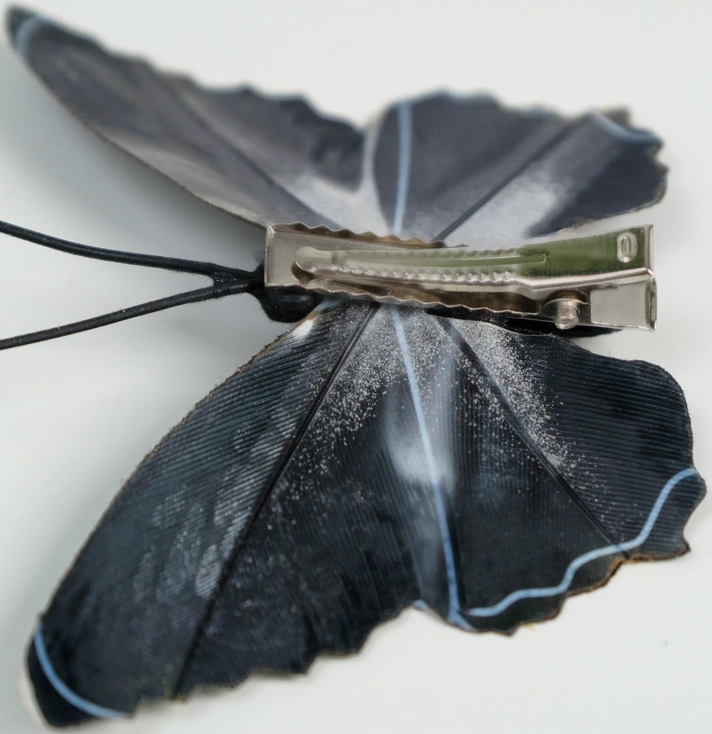 Бабочки для декора и флористики, на прищепке, пластиковые, черные, микс, 5 см и 8 см