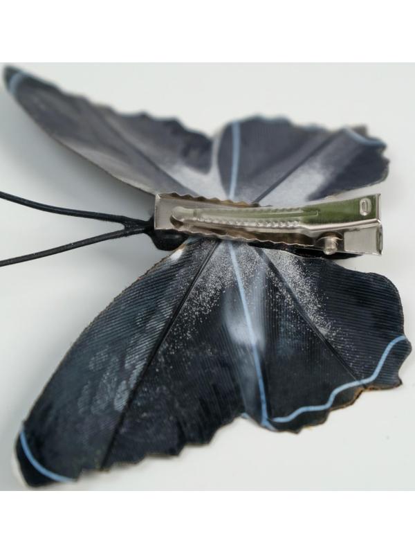 Бабочки для декора и флористики, на прищепке, пластиковые, черные, микс, 5 см и 8 см