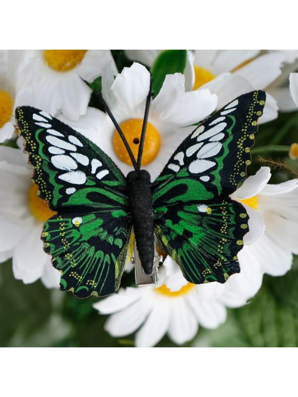 Бабочки для декора и флористики, на прищепке, пластиковые, черные, микс, 5 см и 8 см