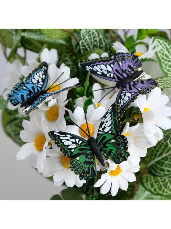 Бабочки для декора и флористики, на прищепке, пластиковые, черные, микс, 5 см и 8 см