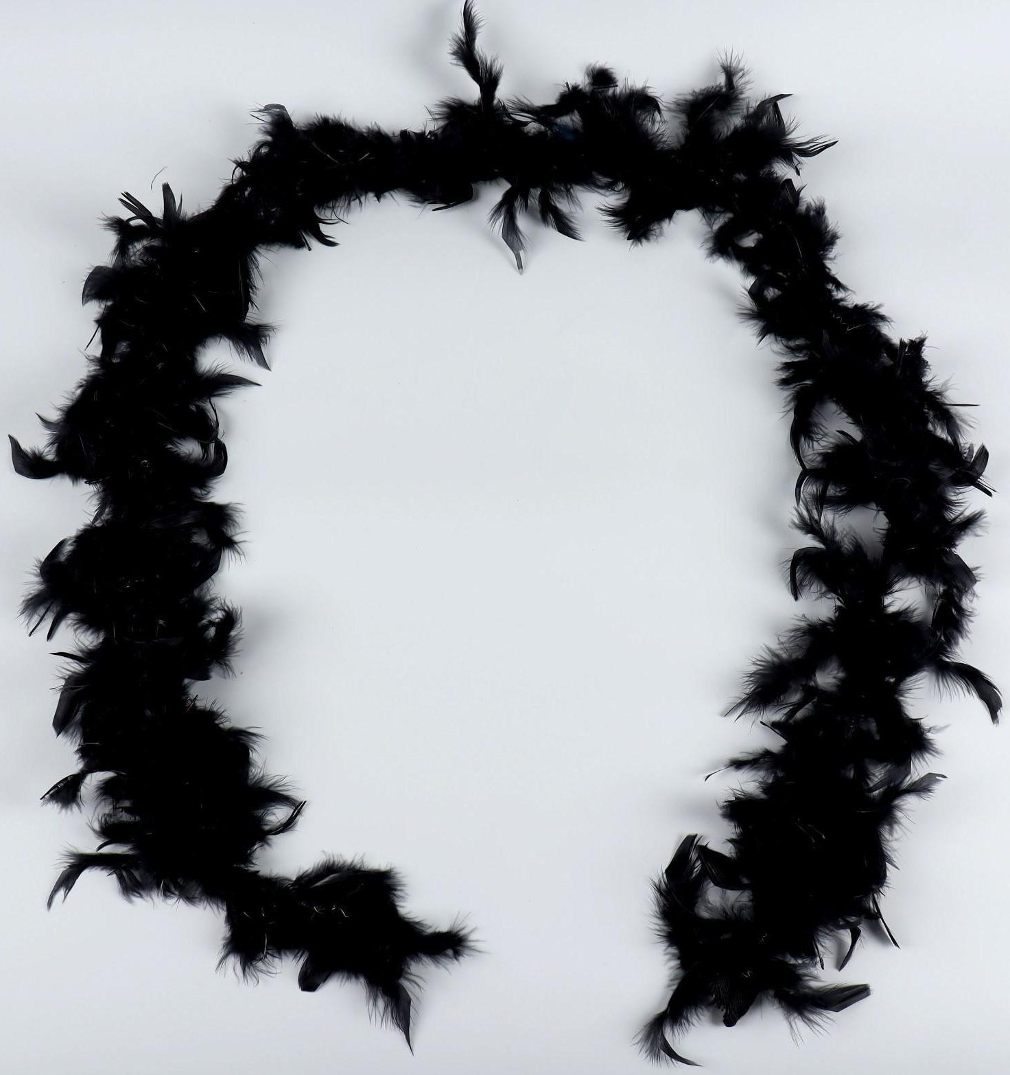 Карнавальный шарф, перо, 1.8 метра, 30 грамм, цвет чёрный