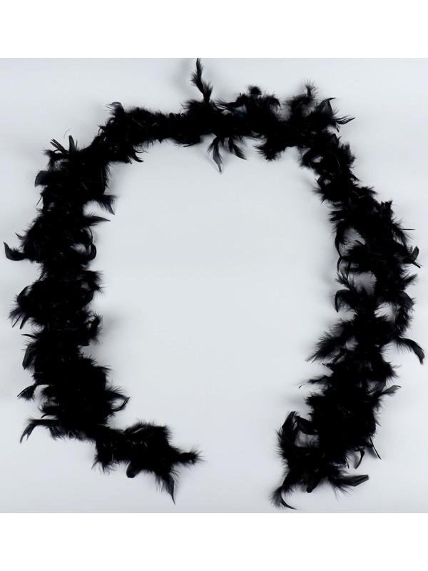 Карнавальный шарф, перо, 1.8 метра, 30 грамм, цвет чёрный