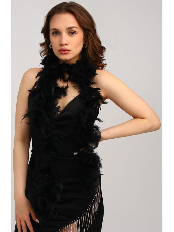 Карнавальный шарф, перо, 1.8 метра, 30 грамм, цвет чёрный