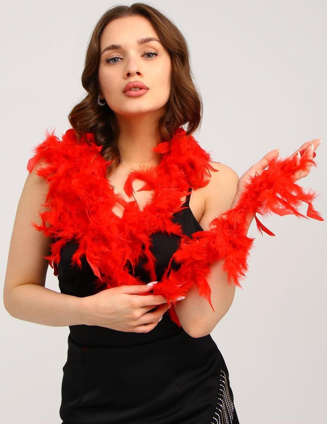 Карнавальный шарф, перо, 1.8 метра, 30 грамм, цвет красный