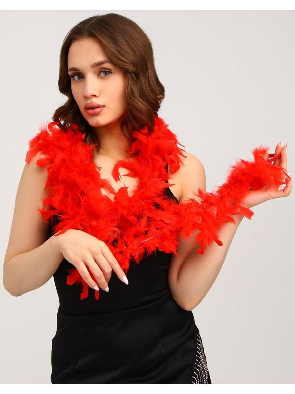 Карнавальный шарф, перо, 1.8 метра, 30 грамм, цвет красный
