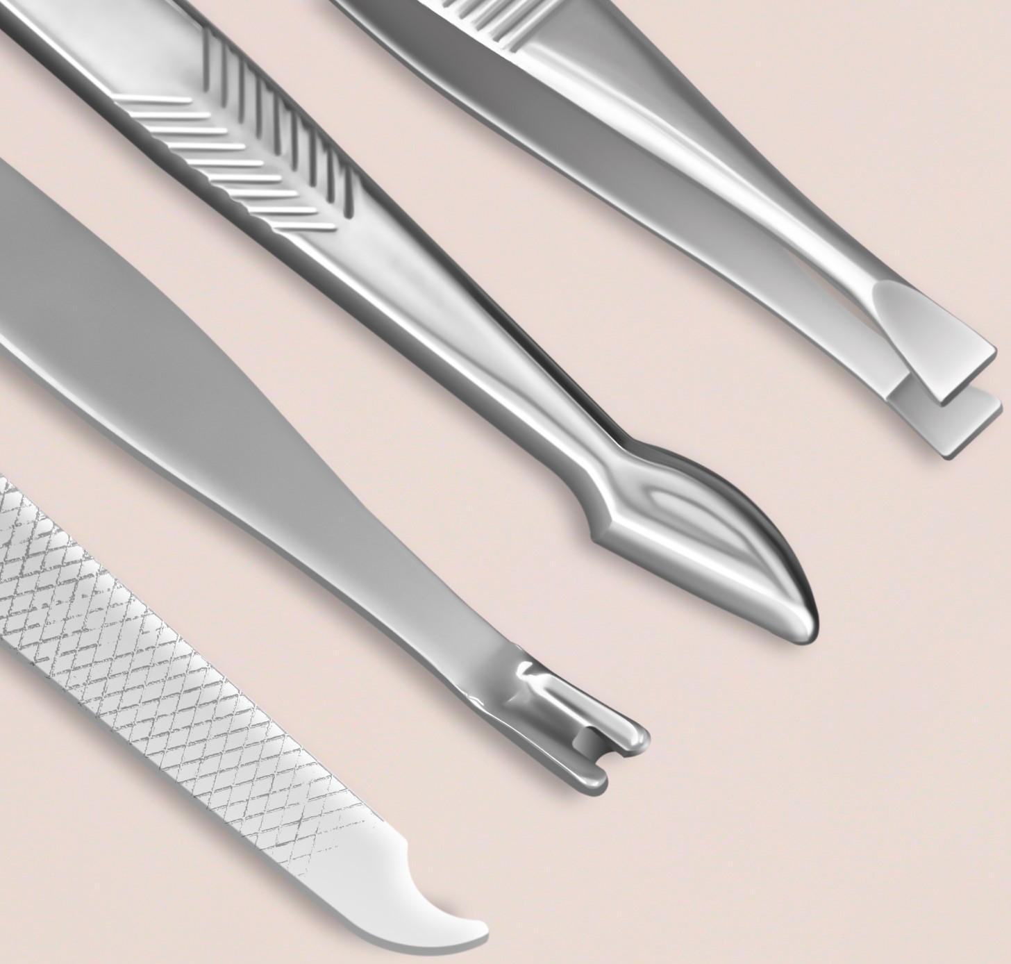 Набор маникюрный, 7 предметов, в футляре, рисунок мрамор