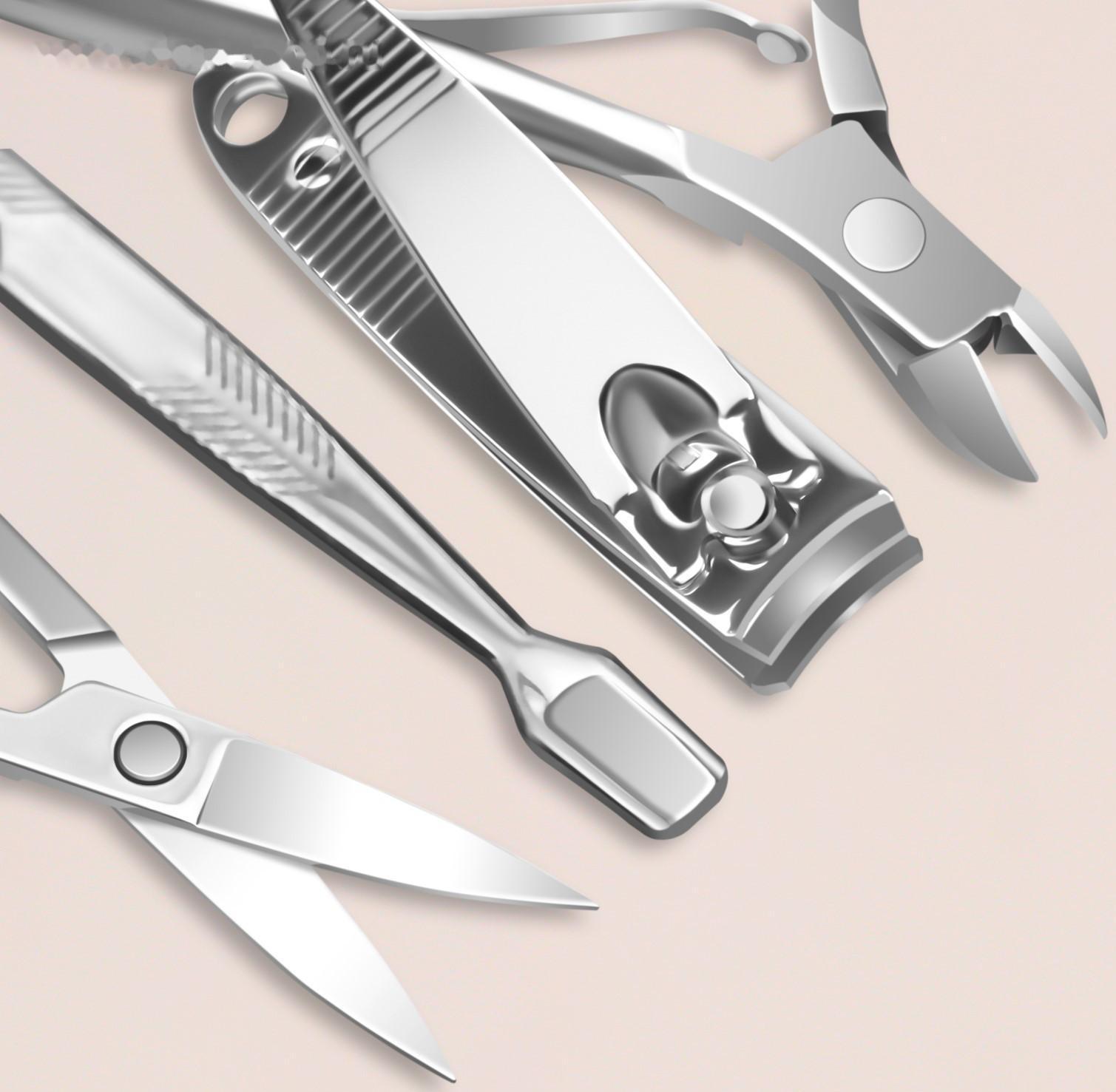 Набор маникюрный, 7 предметов, в футляре, рисунок мрамор