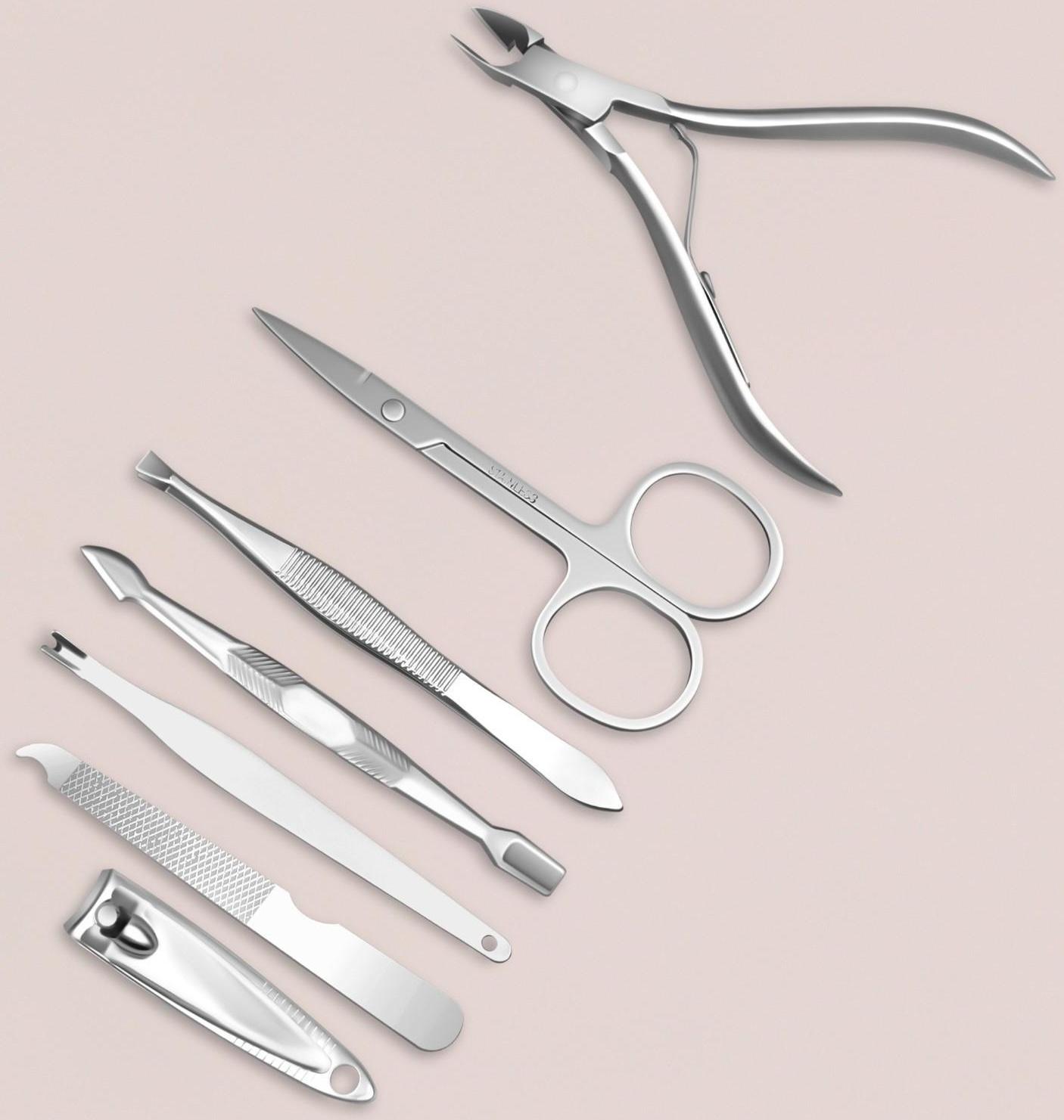 Набор маникюрный, 7 предметов, в футляре, рисунок мрамор