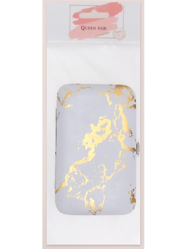 Набор маникюрный, 7 предметов, в футляре, рисунок мрамор