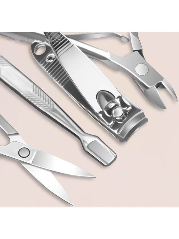 Набор маникюрный, 7 предметов, в футляре, рисунок мрамор