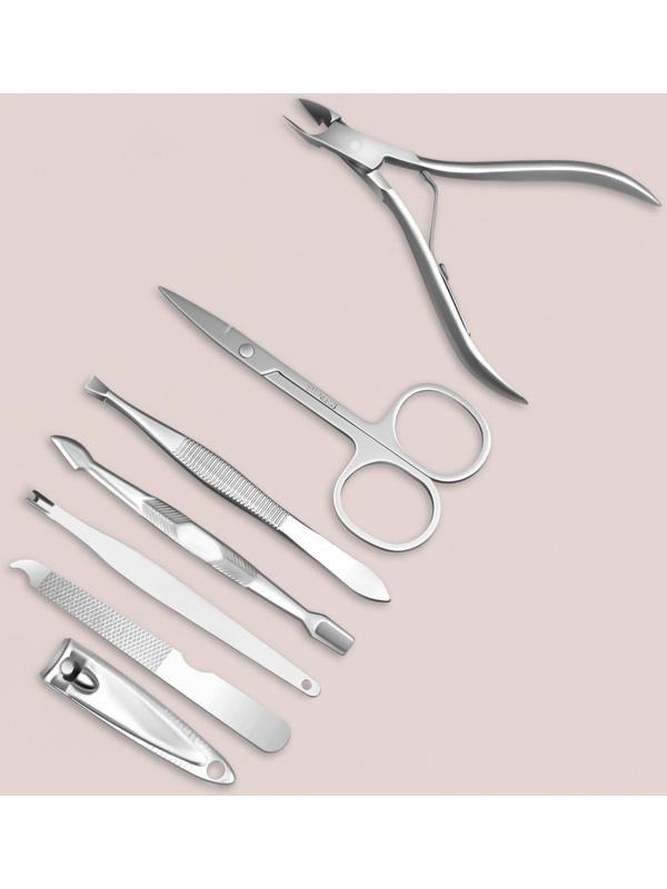 Набор маникюрный, 7 предметов, в футляре, рисунок мрамор