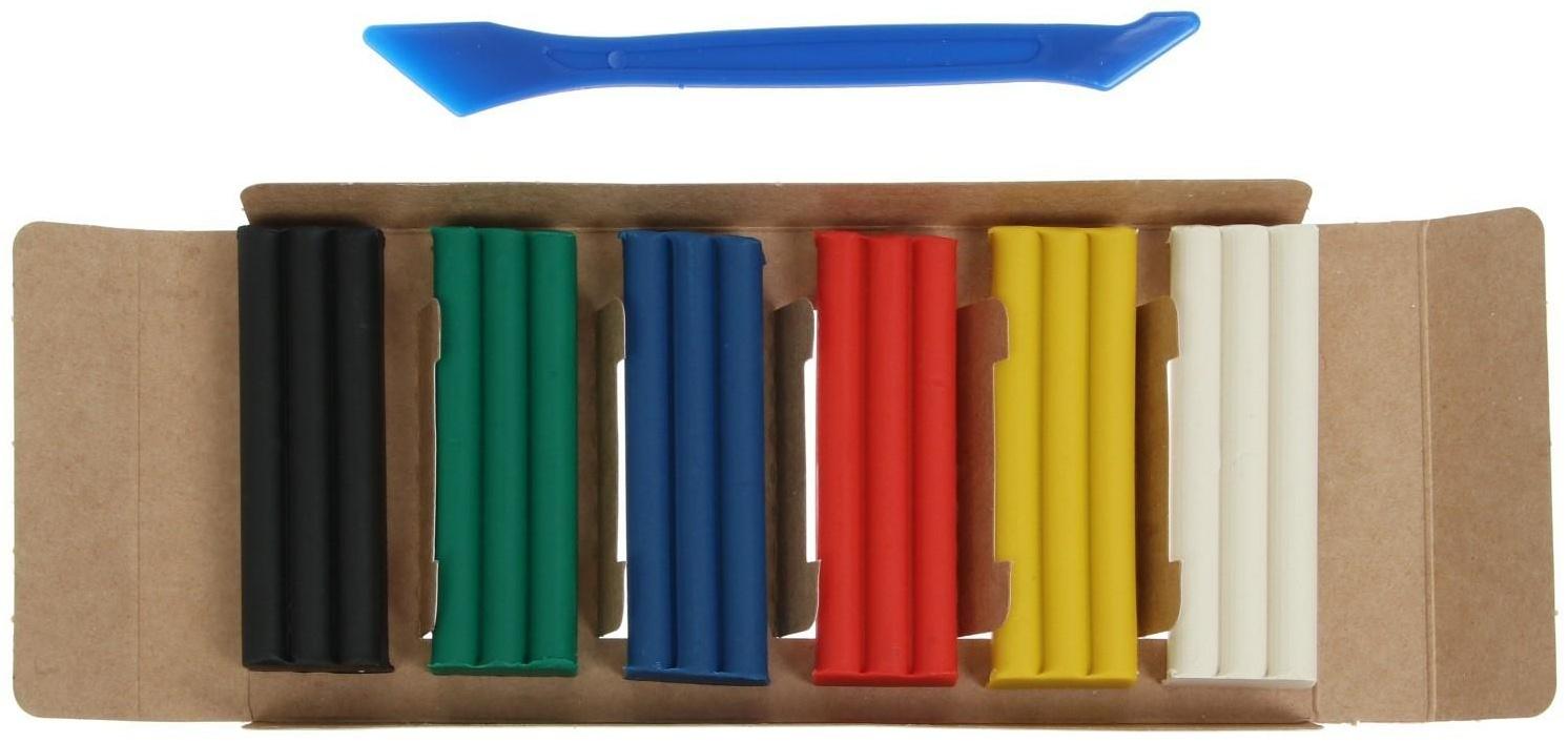 Пластилин мягкий, восковой, 6 цветов, 90 г, KIDS, со стеком