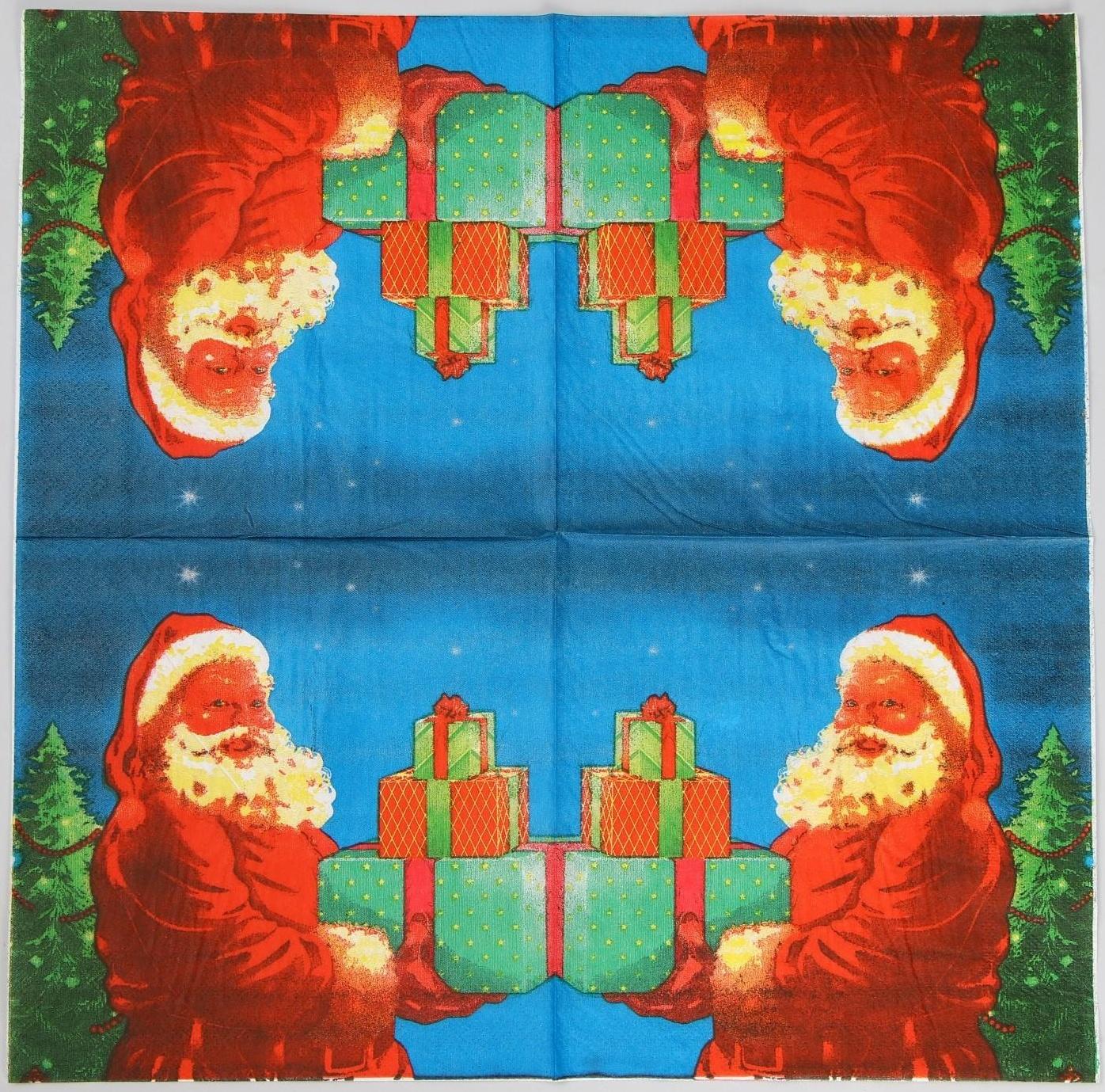 Салфетки бумажные «Дед Мороз с подарками», набор, 20 шт., 33 × 33 см