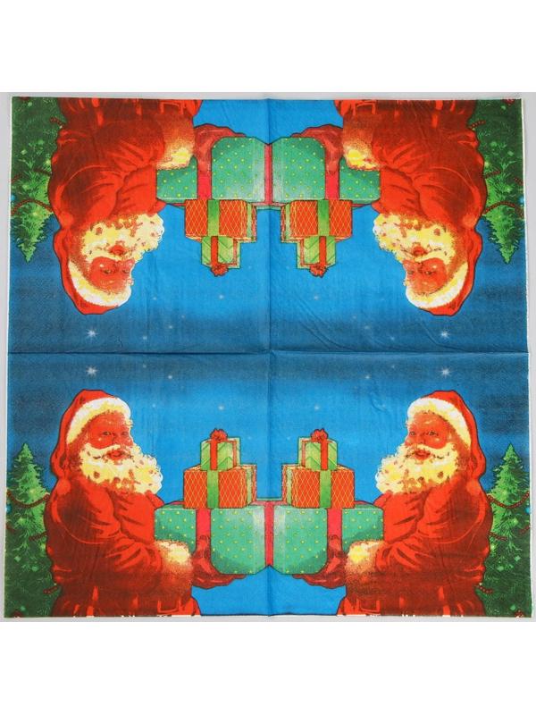 Салфетки бумажные «Дед Мороз с подарками», набор, 20 шт., 33 × 33 см