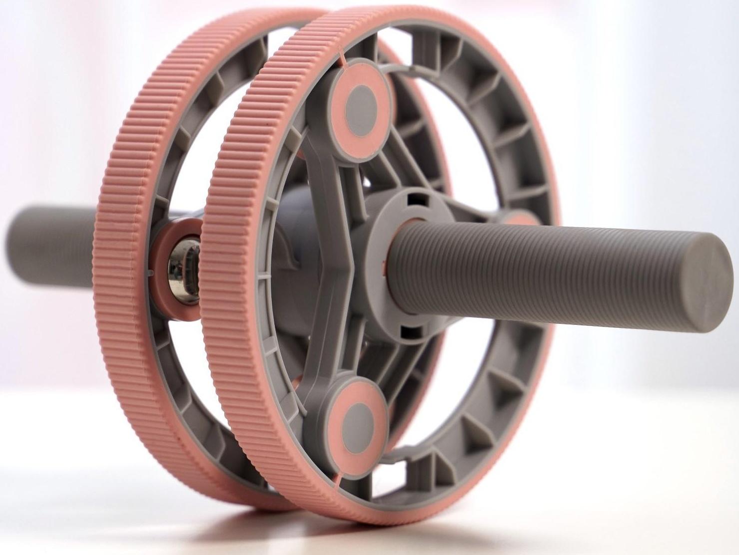 Набор для фитнеса: ролик, упор для пресса, эспандер грудной, цвет розовый