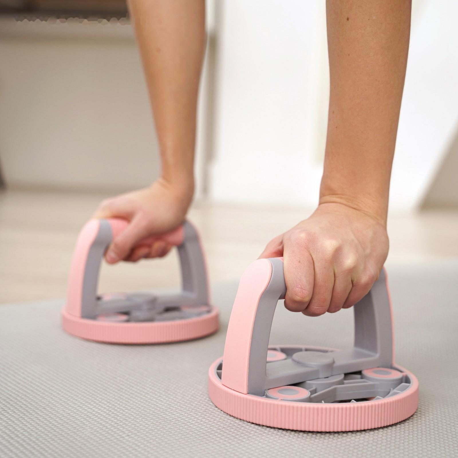 Набор для фитнеса: ролик, упор для пресса, эспандер грудной, цвет розовый