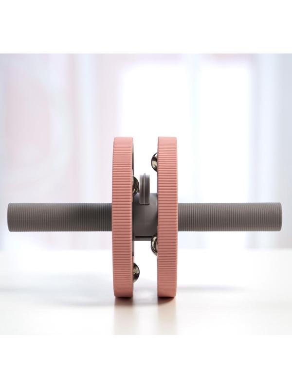 Набор для фитнеса: ролик, упор для пресса, эспандер грудной, цвет розовый