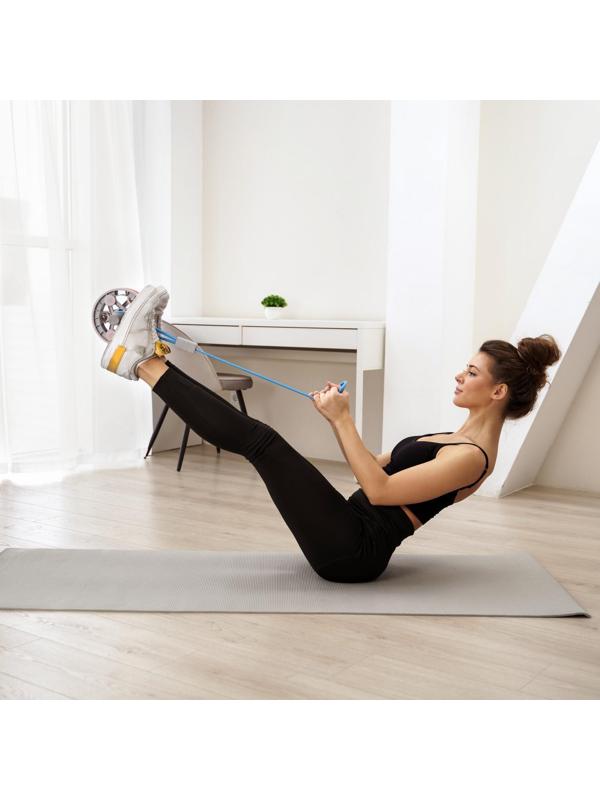 Набор для фитнеса: ролик, упор для пресса, эспандер грудной, цвет розовый