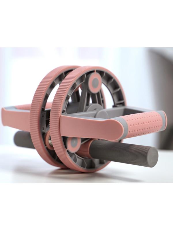 Набор для фитнеса: ролик, упор для пресса, эспандер грудной, цвет розовый