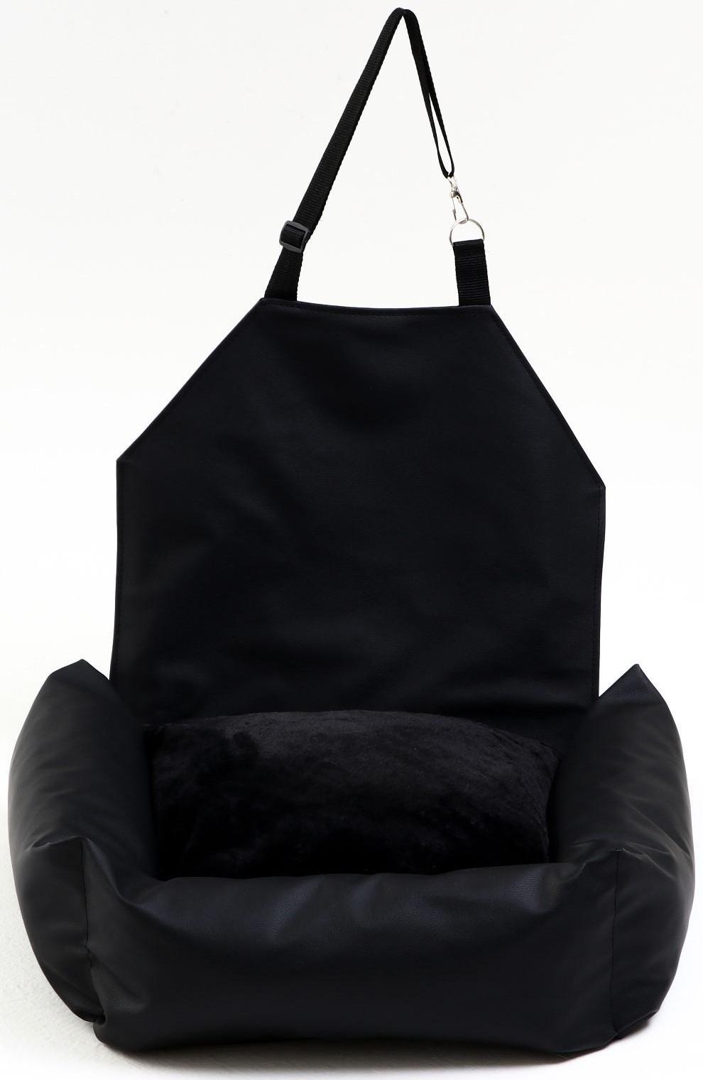 Автокресло для животных, экокожа, черный