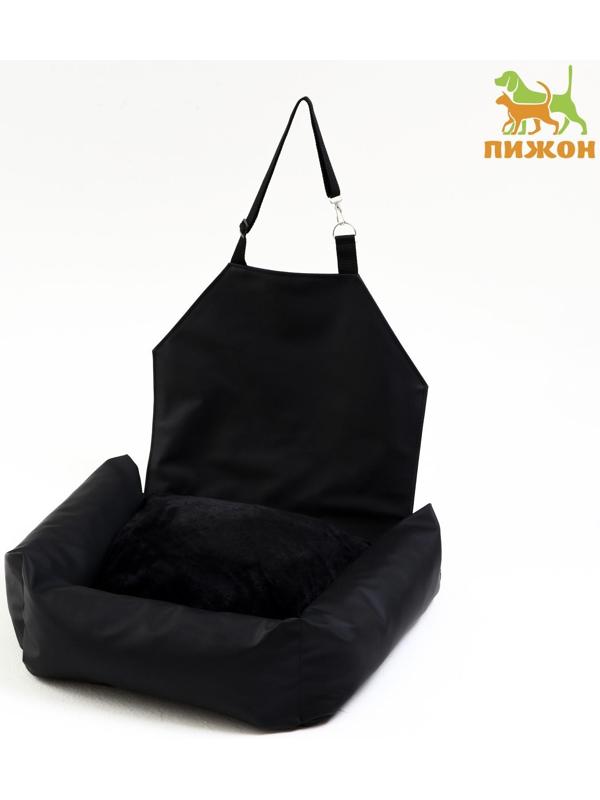 Автокресло для животных, экокожа, черный