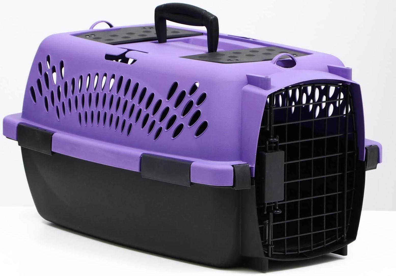 Переноска для животных с металлической дверью, 49 х 32 х 27, Фиолетовая