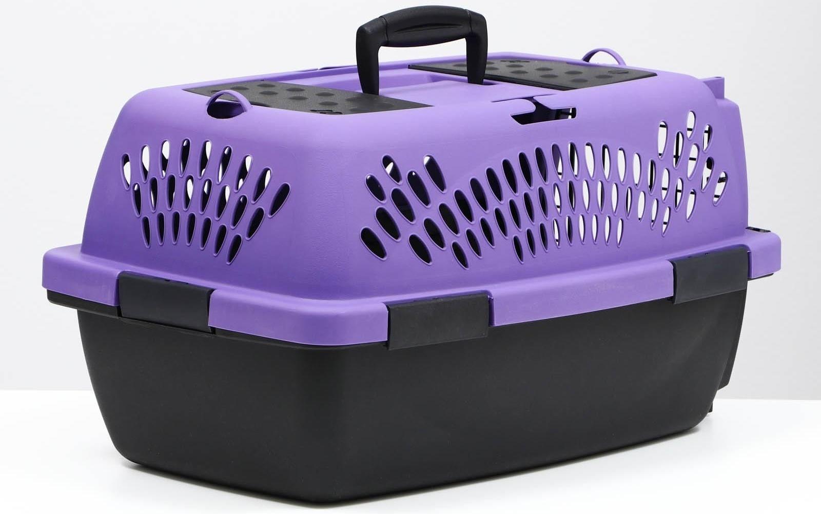 Переноска для животных с металлической дверью, 49 х 32 х 27, Фиолетовая