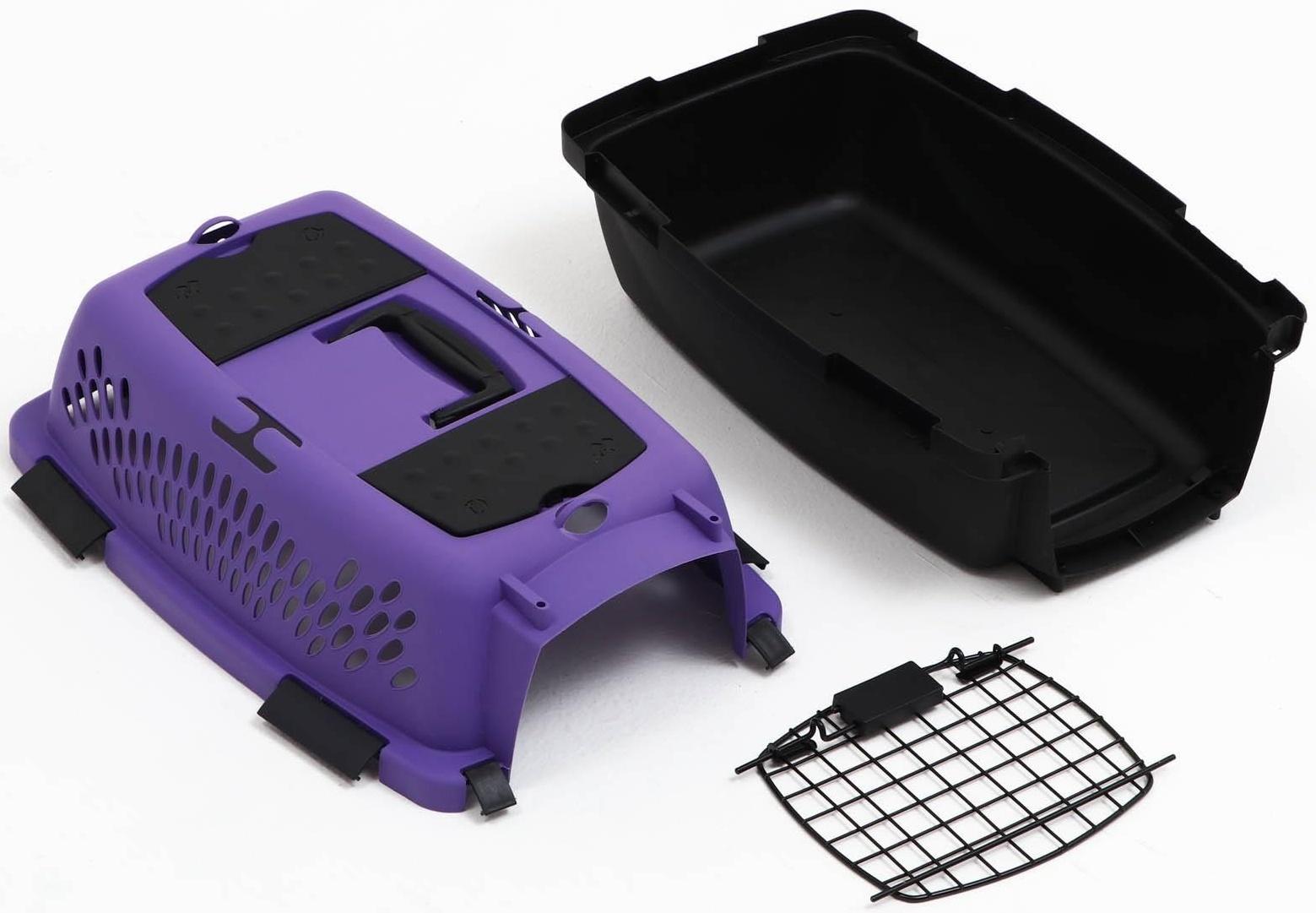 Переноска для животных с металлической дверью, 49 х 32 х 27, Фиолетовая