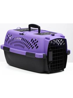 Переноска для животных с металлической дверью, 49 х 32 х 27, Фиолетовая