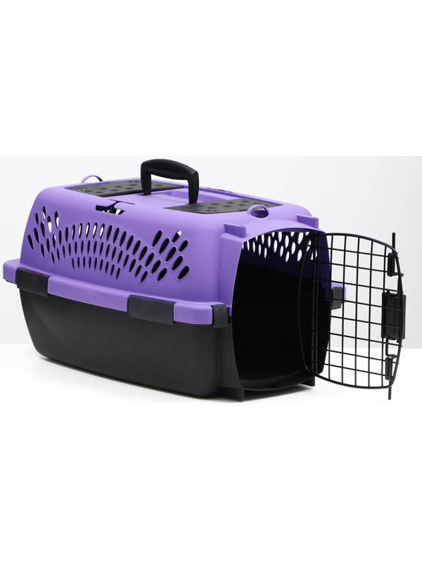 Переноска для животных с металлической дверью, 49 х 32 х 27, Фиолетовая
