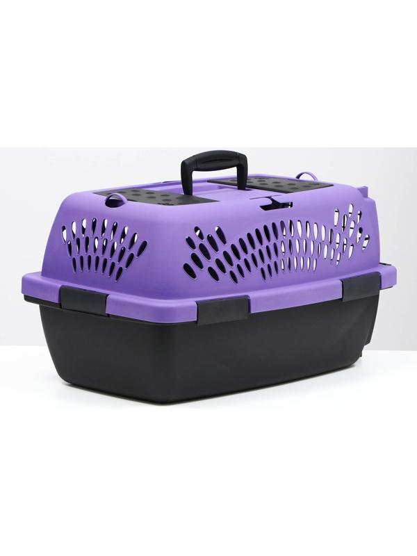 Переноска для животных с металлической дверью, 49 х 32 х 27, Фиолетовая