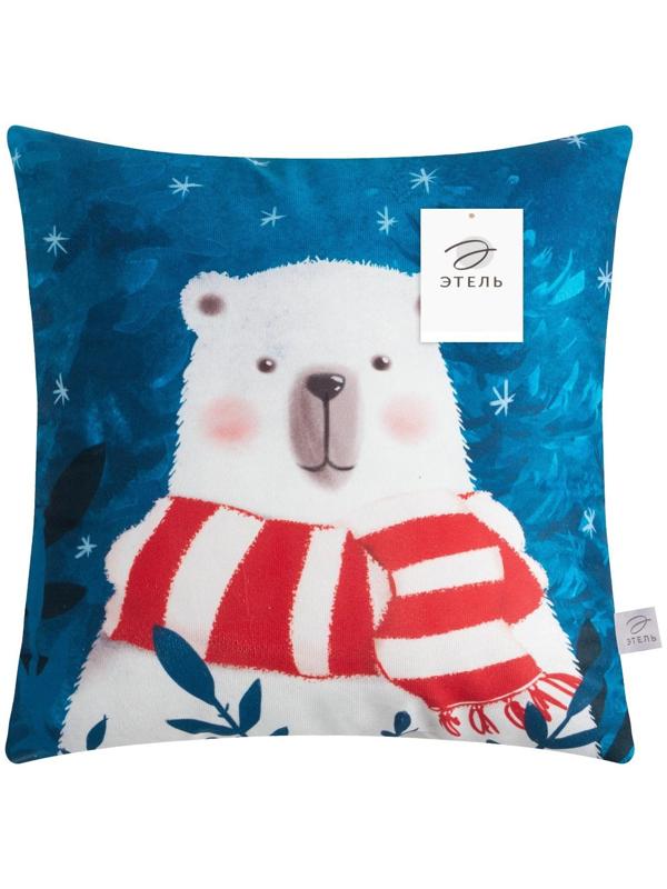 Подушка новогодняя Этель «Мишка», 40*40 см, 100% п/э, велюр