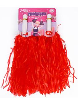 Помпоны 2 шт, цвет красный