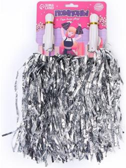 Помпоны 2 шт, цвет серебро