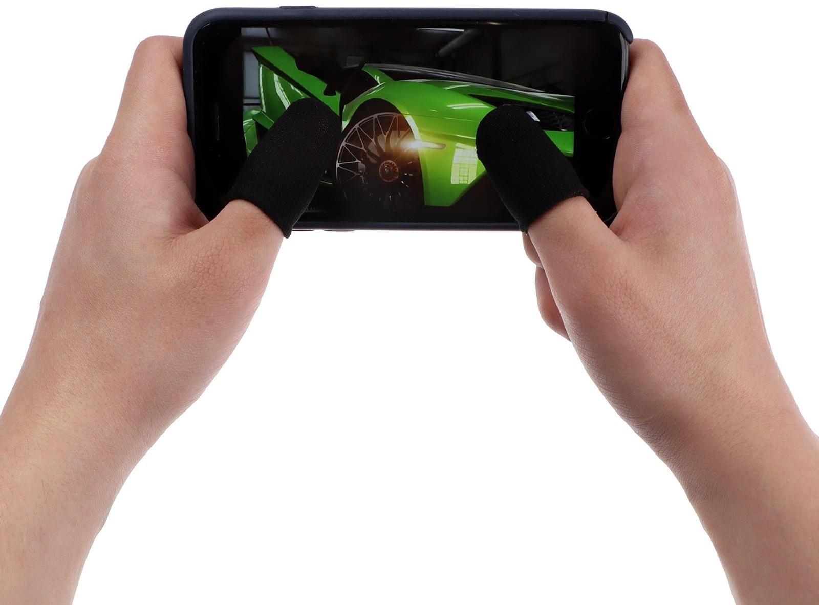 Напальчники для игр на смартфоне LuazON, с защитой от пота, 2 шт., черный