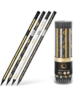 Карандаш чернографитный с ластиком ErichKrause Magic Sky (простой), HB, грифель d 2.2 мм, трeхгранный, с принтом, из люкс древесины, микс