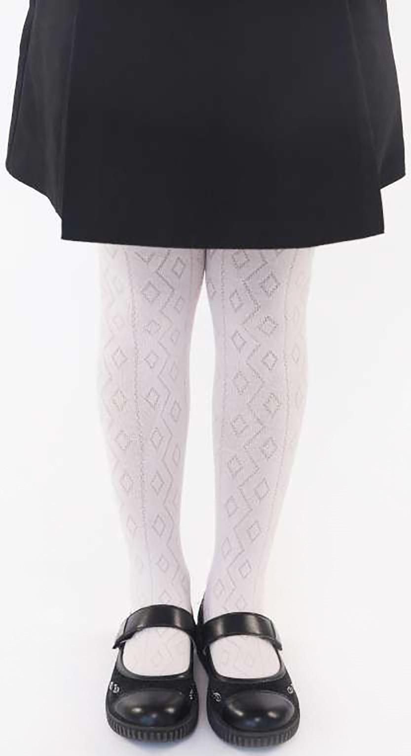 Колготки детские Ажурные, цвет белый, рост 116-122