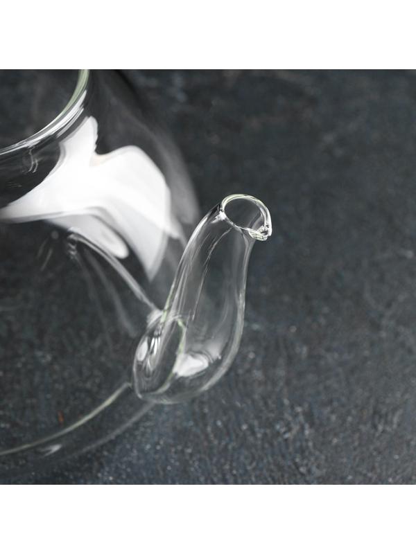 Чайник стеклянный заварочный с металлическим ситом «Жак», 1 л, 21×14×11 см