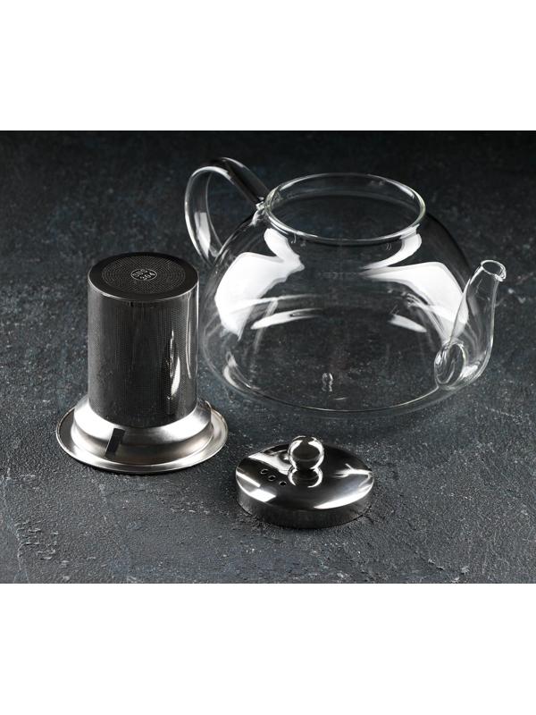 Чайник стеклянный заварочный с металлическим ситом «Жак», 1 л, 21×14×11 см