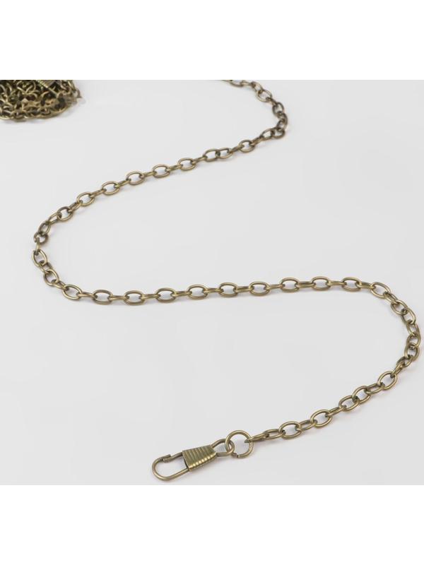 Цепочка для сумки, с карабинами, железная, 5 × 7 мм, 120 см, цвет бронзовый