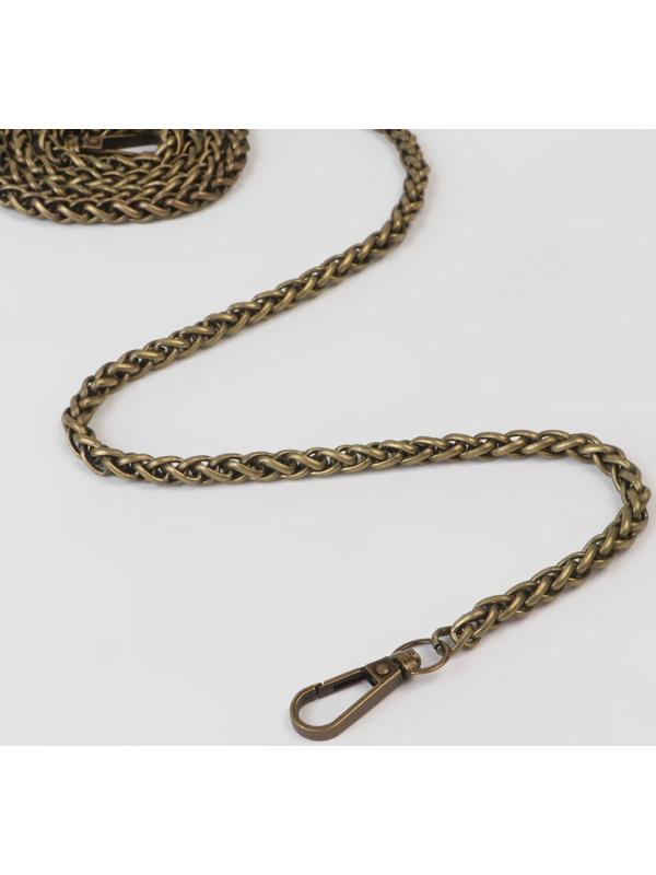 Цепочка для сумки, с карабинами, железная, 7 × 7 мм, 120 см, цвет бронзовый