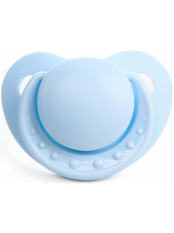 Соска - пустышка ортодонтическая, силикон +0мес., цвет голубой