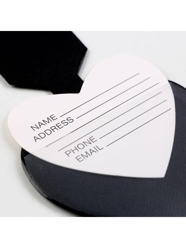 Бирка на чемодан в виде сердца, черная