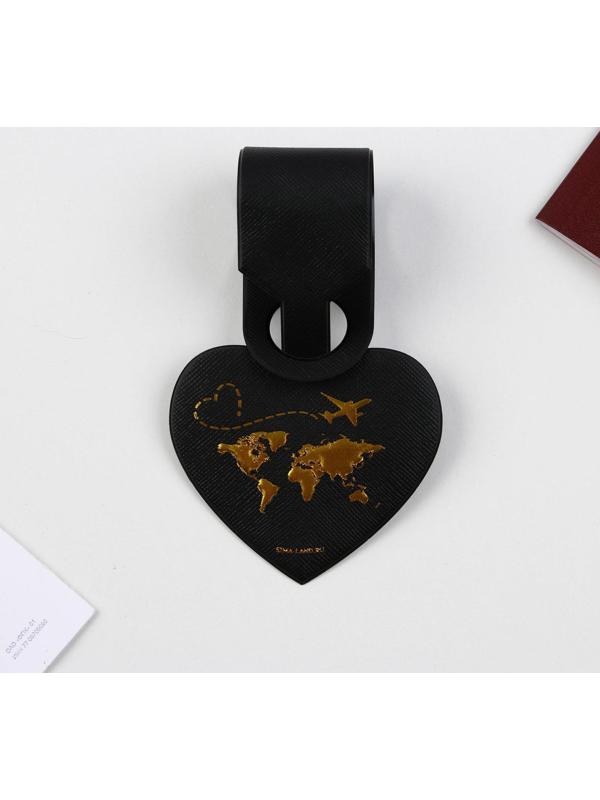 Бирка на чемодан в виде сердца, черная