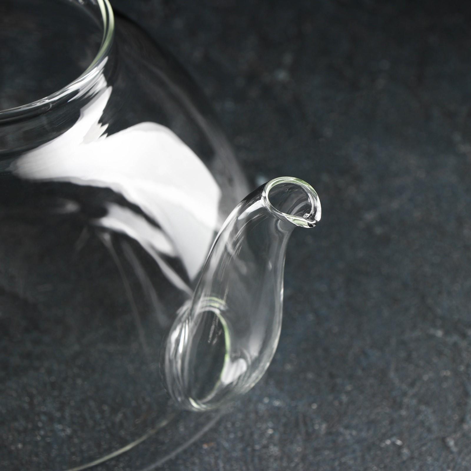 Чайник стеклянный заварочный с металлической крышкой и ситом «Жак», 1,5 л, 23×16×13,5 см