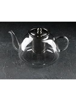 Чайник стеклянный заварочный с металлической крышкой и ситом «Жак», 1,5 л, 23×16×13,5 см