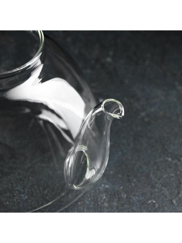 Чайник стеклянный заварочный с металлической крышкой и ситом «Жак», 1,5 л, 23×16×13,5 см